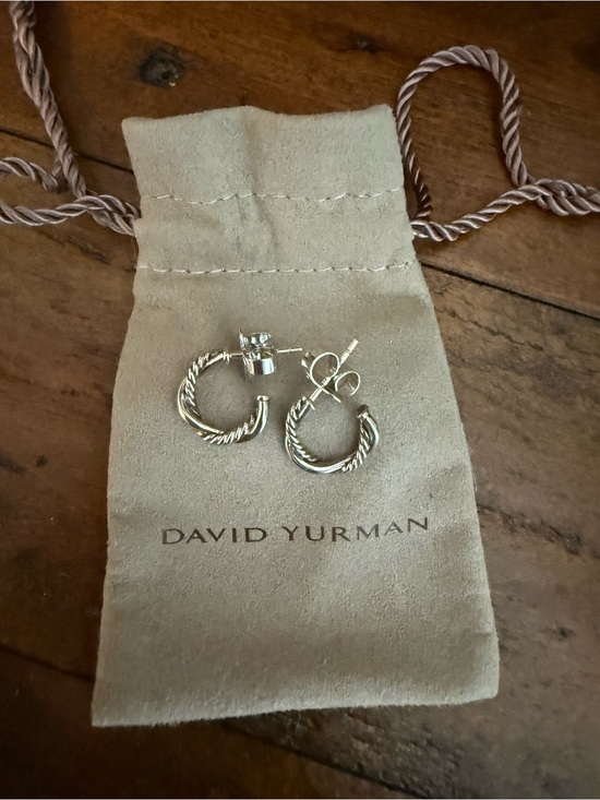 David Yurman Jewelry - David Yurman Silver Twisted Cable Mini Hoop Earrings 3mm